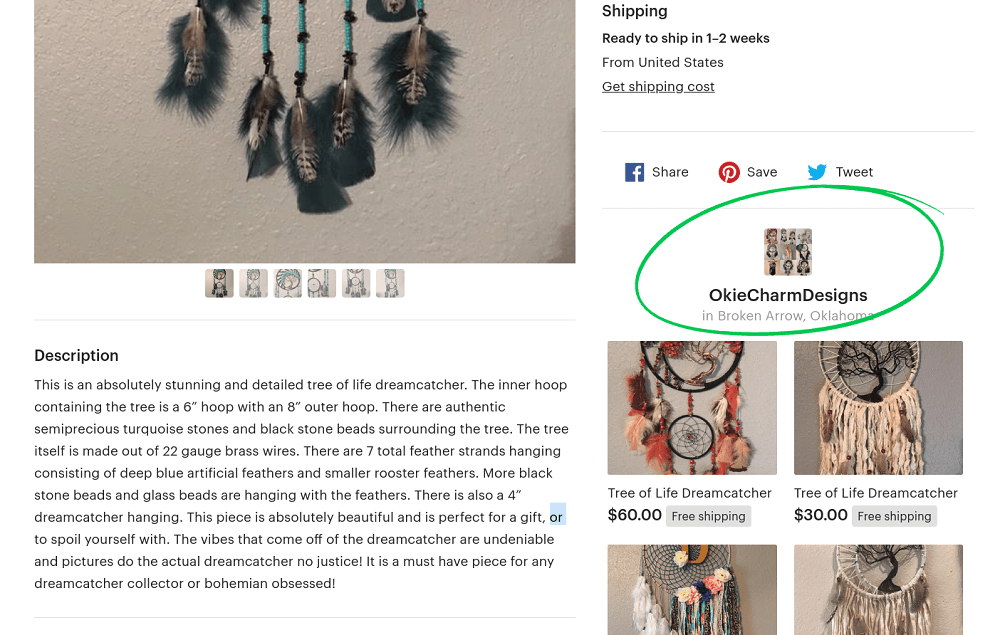Promoting sellers on Esty Marketplace.